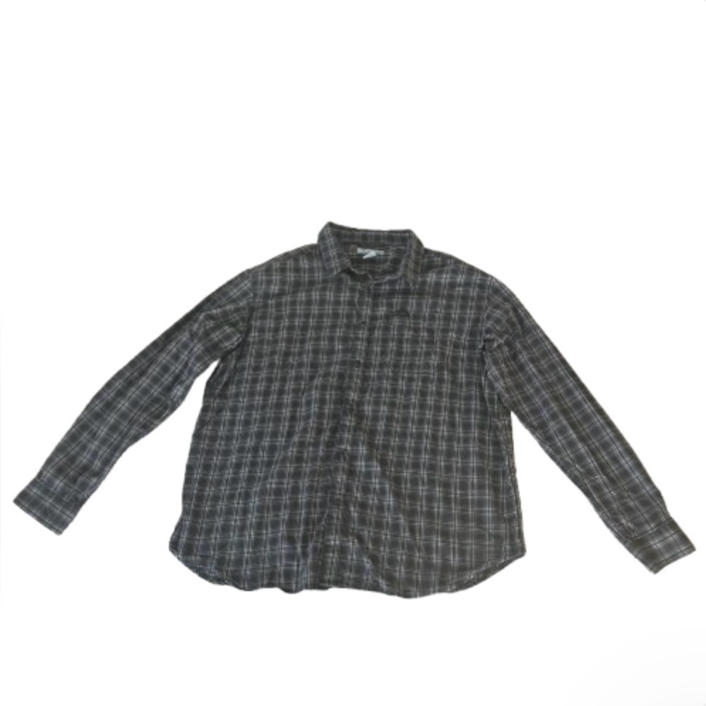 Columbia Men's Black Gray Plaid Button Down Shirt. Size XXL